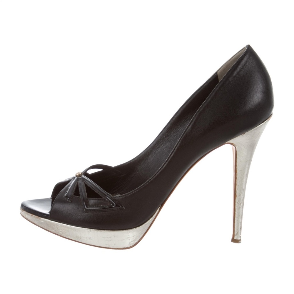 Christian Dior Black with silver accent heels
